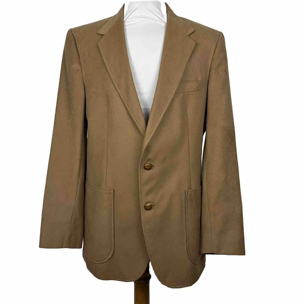 The Gallery By Hagger Vintage Caramel Suede Size 38 Coat‎ Patch Pockets Vented